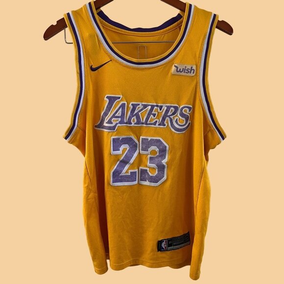 Vintage Nike Los Angeles Lakers Tank Top Adult Yellow Basketball LeBron James - Picture 1 of 8